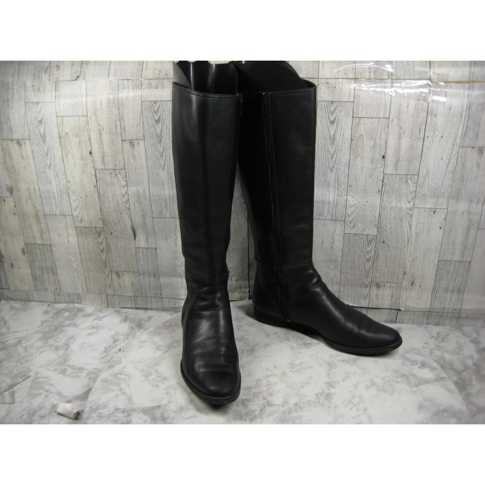 Gravati Riding Boots Women 7 M Shoes Black Leather Tall Knee High Zip Italy